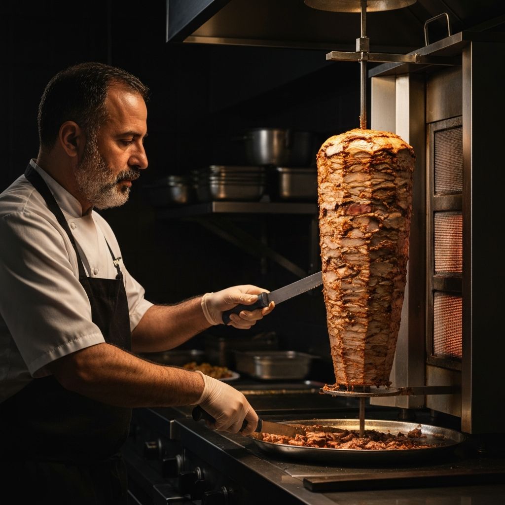 Chef preparing shawarma